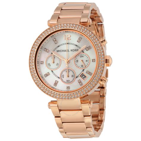 michael kors rose gold white face watch|Michael Kors ritz chronograph.